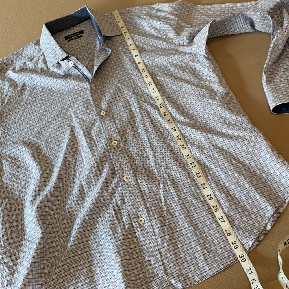 Bugatchi Light Blue Patterned Button Down Shirt- … - image 8